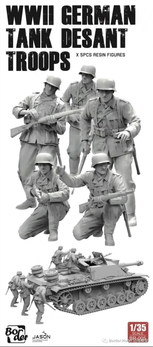 Zdjęcie główne produktu WWII German Tank Desant Troops (5 figurek z żywicy) 1:35 Border Model BR005