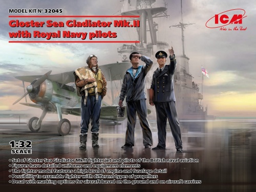 Gloster Sea Gladiator Mk.II With Royal Navy pilots 1:32 ICM 32045