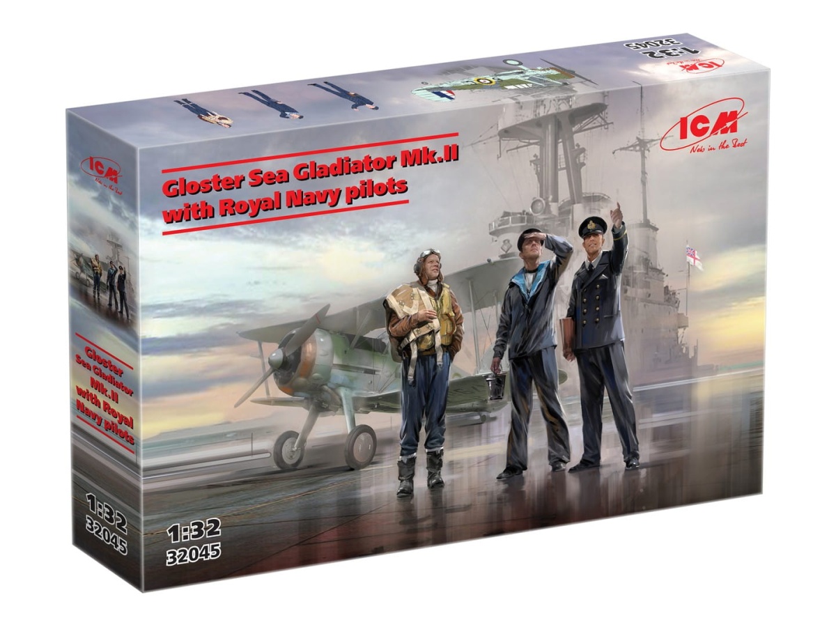 Zdjęcie dodatkowe produktu Gloster Sea Gladiator Mk.II With Royal Navy pilots 1:32 ICM 32045