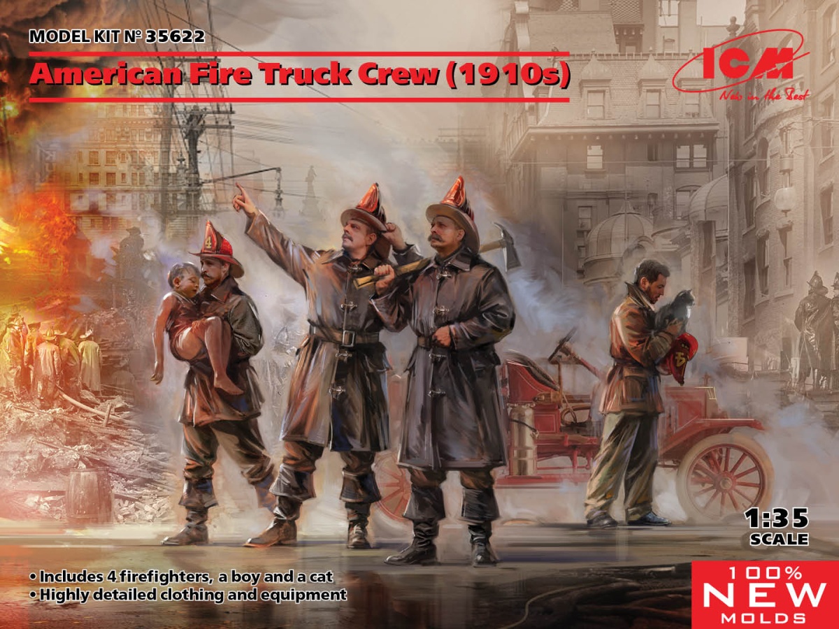 Zdjęcie główne produktu American Fire Truck Crew (1910s) 1:35 ICM 35622