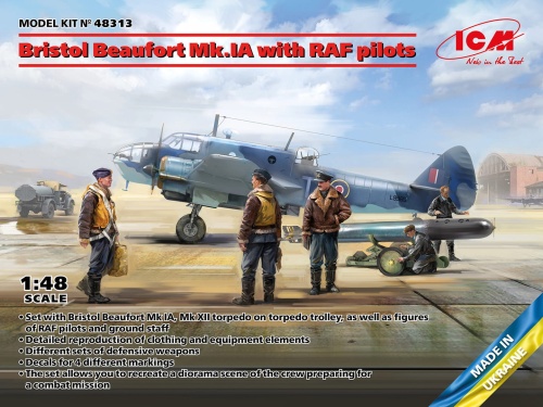 Bristol Beaufort Mk.IA with RAF pilots 1:48 ICM 48313