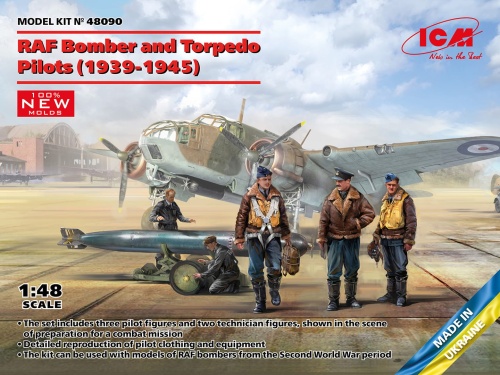 RAF Bomber and Torpedo Pilots (5 figurek) 1:48 ICM 48090