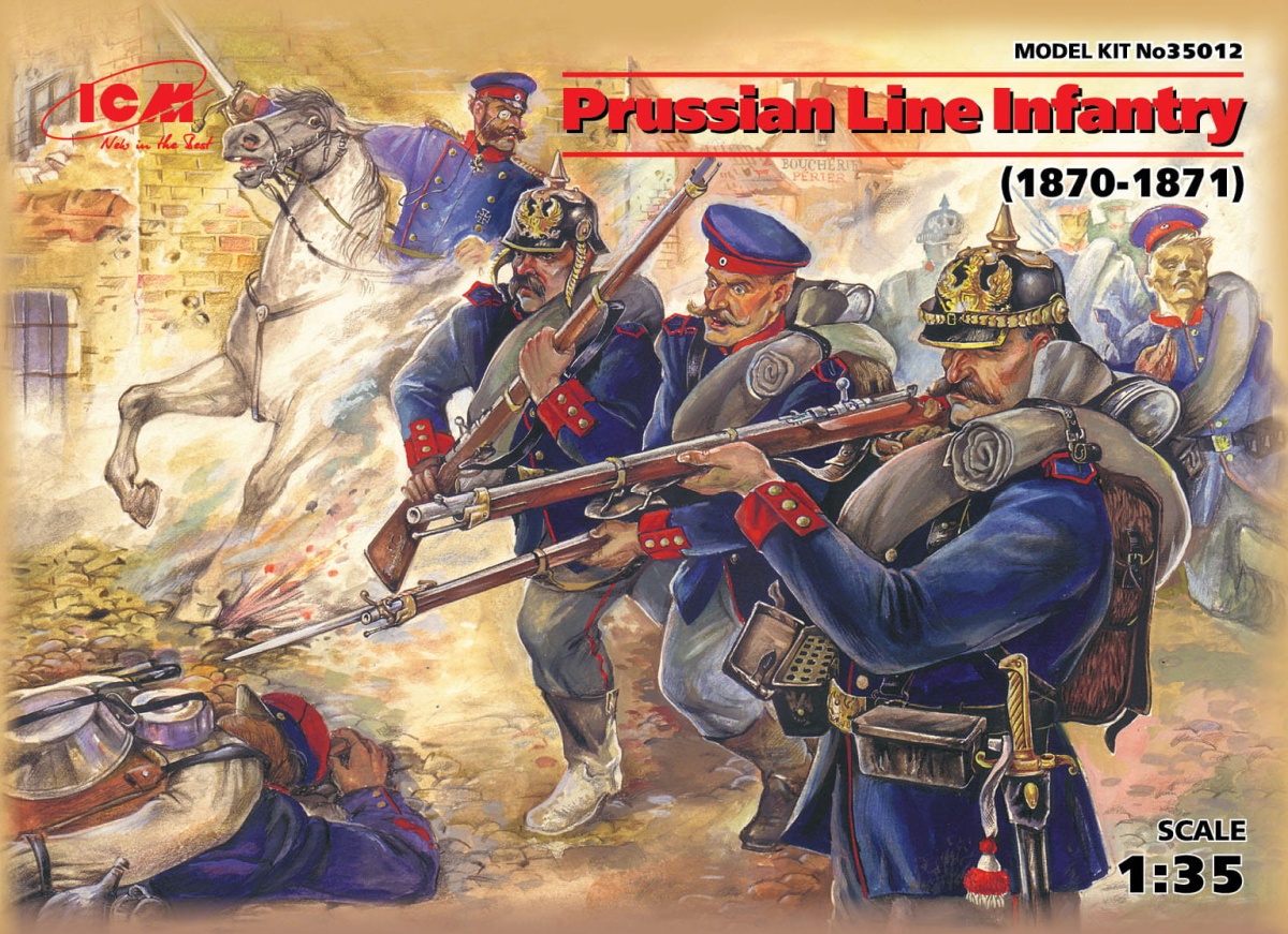 Zdjęcie główne produktu Prussian Line Infantry (1870-1871) (4 figurki) 1:35 ICM 35012