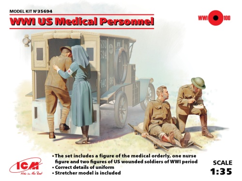 WWI US Medical Personnel (4 figurki) 1:35 ICM 35694