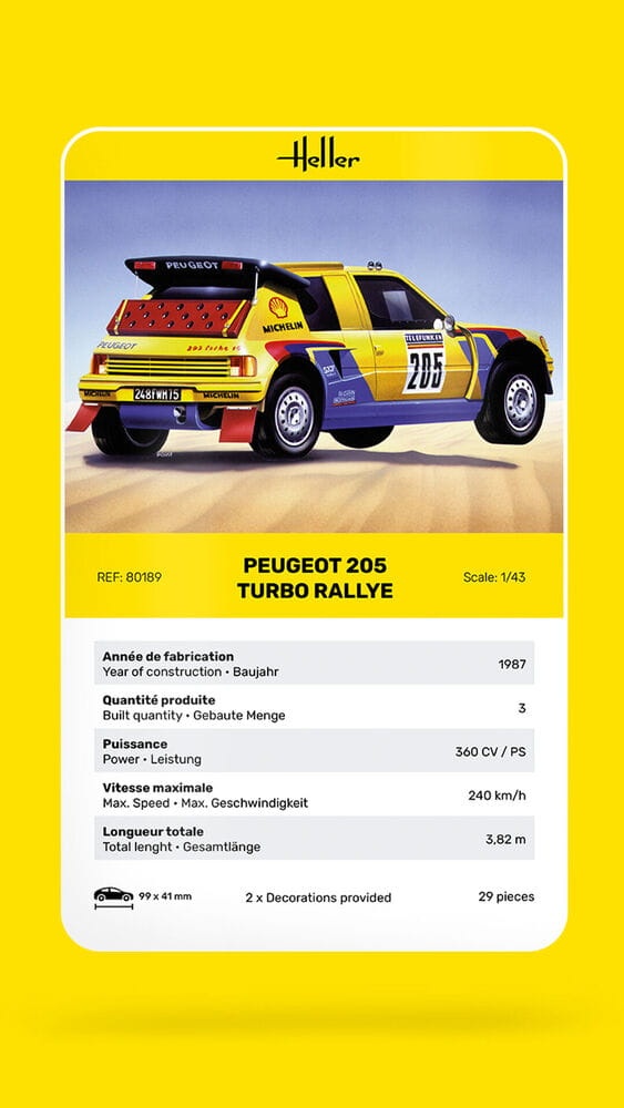 Zdjęcie dodatkowe produktu Peugeot 205 Turbo Rally 1:43 Heller 80189