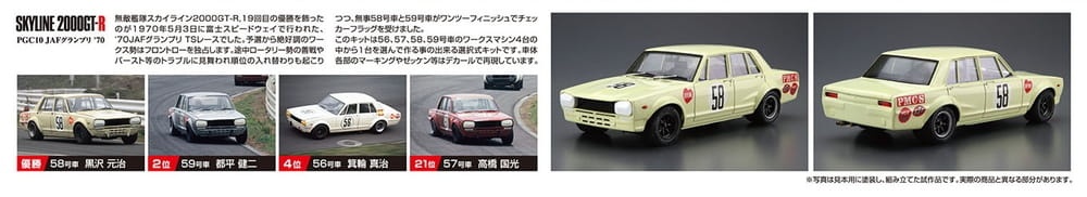 Zdjęcie dodatkowe produktu Nissan PGC10 Skyline 2000GT-R JAF Grand Prix '70 1:24 Aoshima 06105