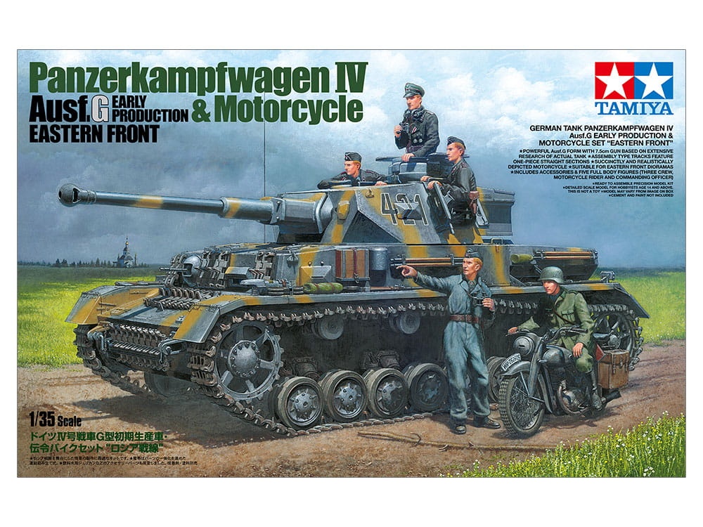 Zdjęcie główne produktu Panzerkampfwagen IV Ausf G. Early and Motorcycle Eastern Front 1:35 Tamiya 25209