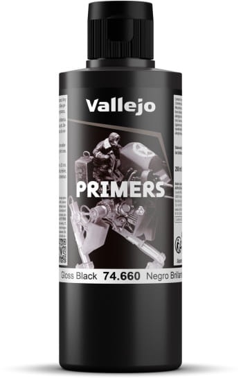 Zdjęcie główne produktu Vallejo 74660 Gloss Black Surface Primer Podkład Czarny Farba 200ml