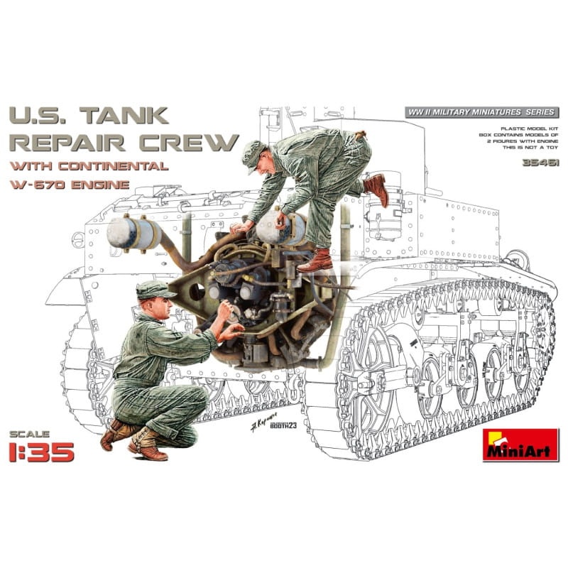 Zdjęcie główne produktu US Tank Repair Crew With Continental W-670 Engine 1:35 MiniArt 35461