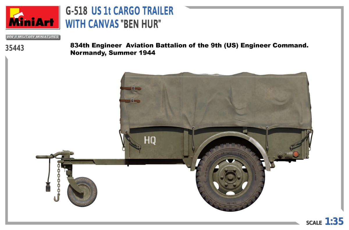 Zdjęcie dodatkowe produktu G-518 US 1t Cargo Trailer With Canvas Ben Hur 1:35 MiniArt 35443