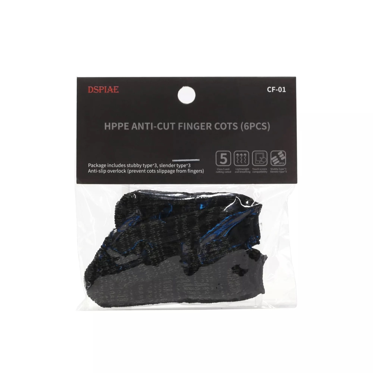 Zdjęcie dodatkowe produktu HPPE Anti-cut Finger Cots (6x) DSPIAE CF-01