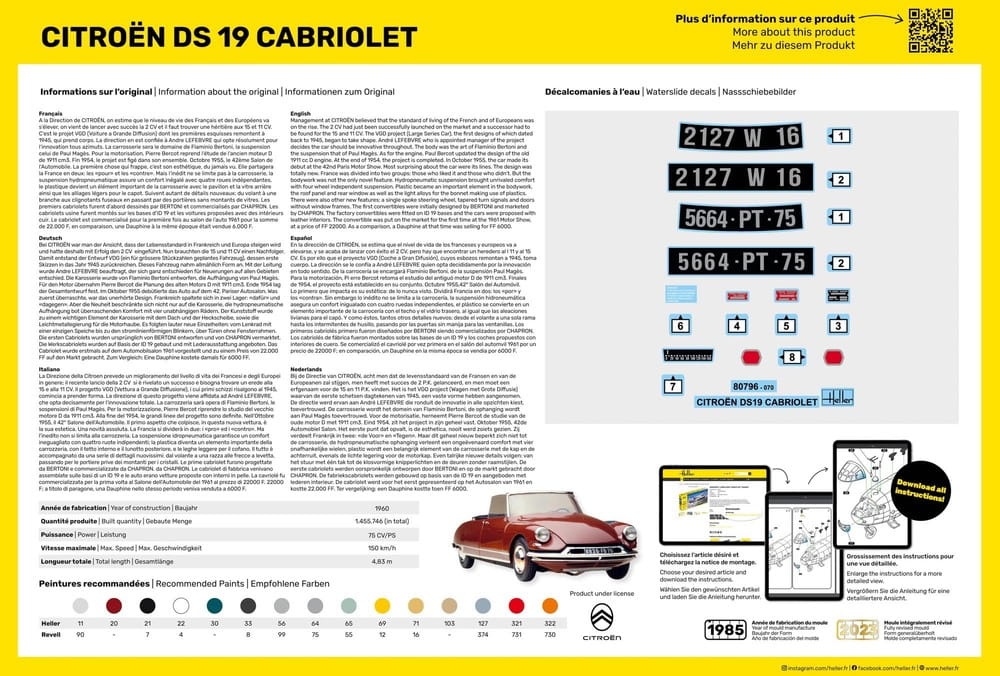 Zdjęcie dodatkowe produktu Citroen DS 19 Cabriolet 1:16 Heller 80796