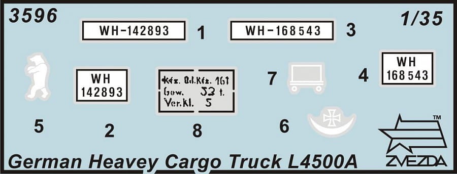Zdjęcie dodatkowe produktu German Heavy 4WD Cargo Truck L 4500A 1:35 Zvezda 3596