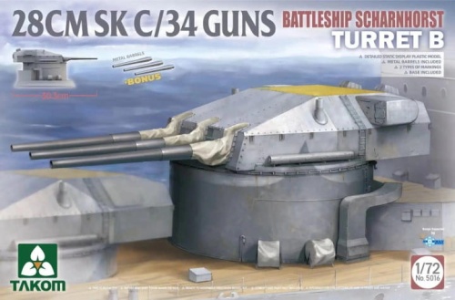 Battleship Scharnhorst Turret B 28CMSK C/34 Guns 1:72 Takom 5016