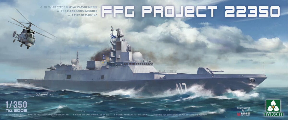 Zdjęcie główne produktu Russian Frigate FFG Project 22350 (Admiral Gorshkov-class frigate) 1:350 Takom 6009