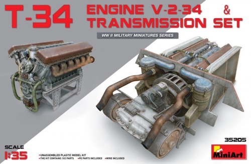 T-34 Engine V-2-34 and Transmission Set 1:35 MiniArt 35205