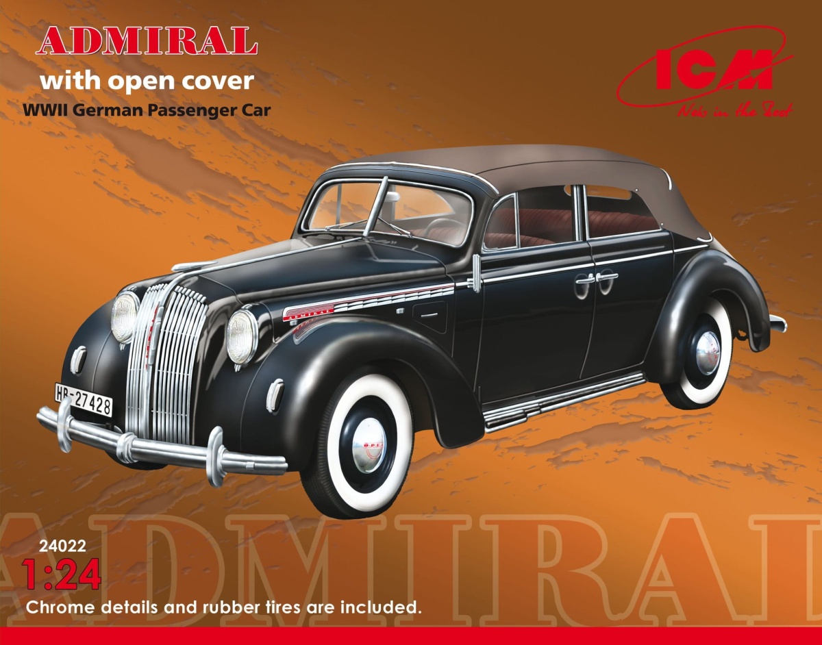 Zdjęcie główne produktu Admiral Cabriolet WWII German Passenger Car 1:24 ICM 24022