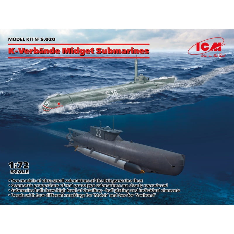 Zdjęcie główne produktu K-Verbande Midget Submarines 1:72 ICM S020