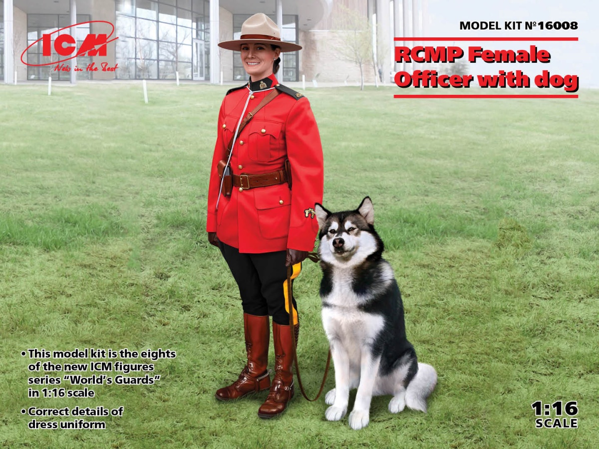 Zdjęcie główne produktu RCMP Female Officer with dog 1:16 ICM 16008