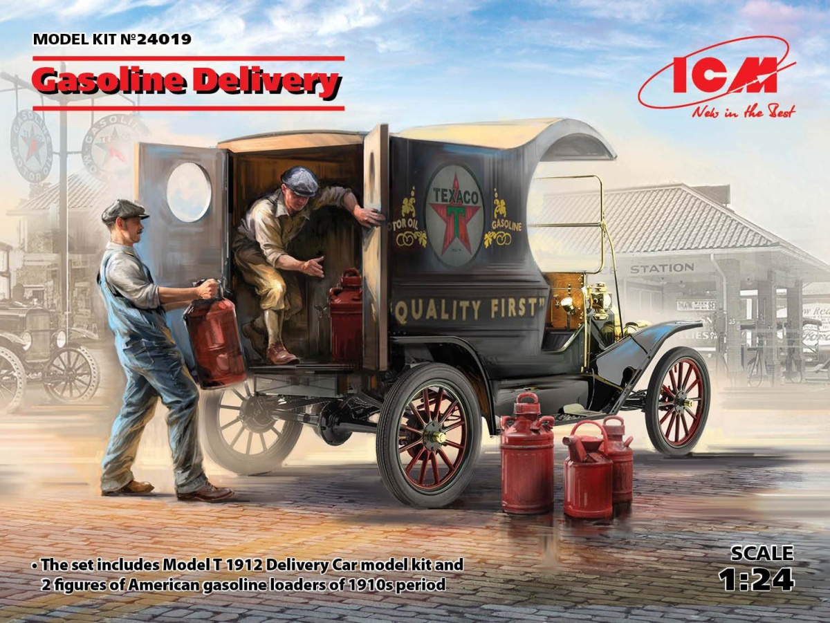 Zdjęcie główne produktu Model T 1912 Delivery Car with American Gasoline Loaders 1:24 ICM 24019