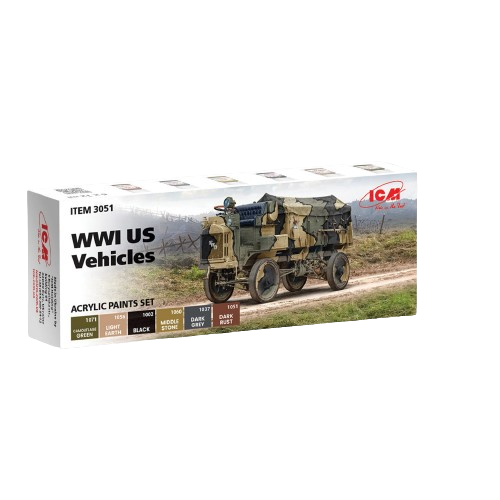 Acrylic paints set for WWI US Vehicles ICM 3051