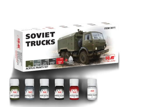 Acrylic paint set for Soviet trucks ICM 3011