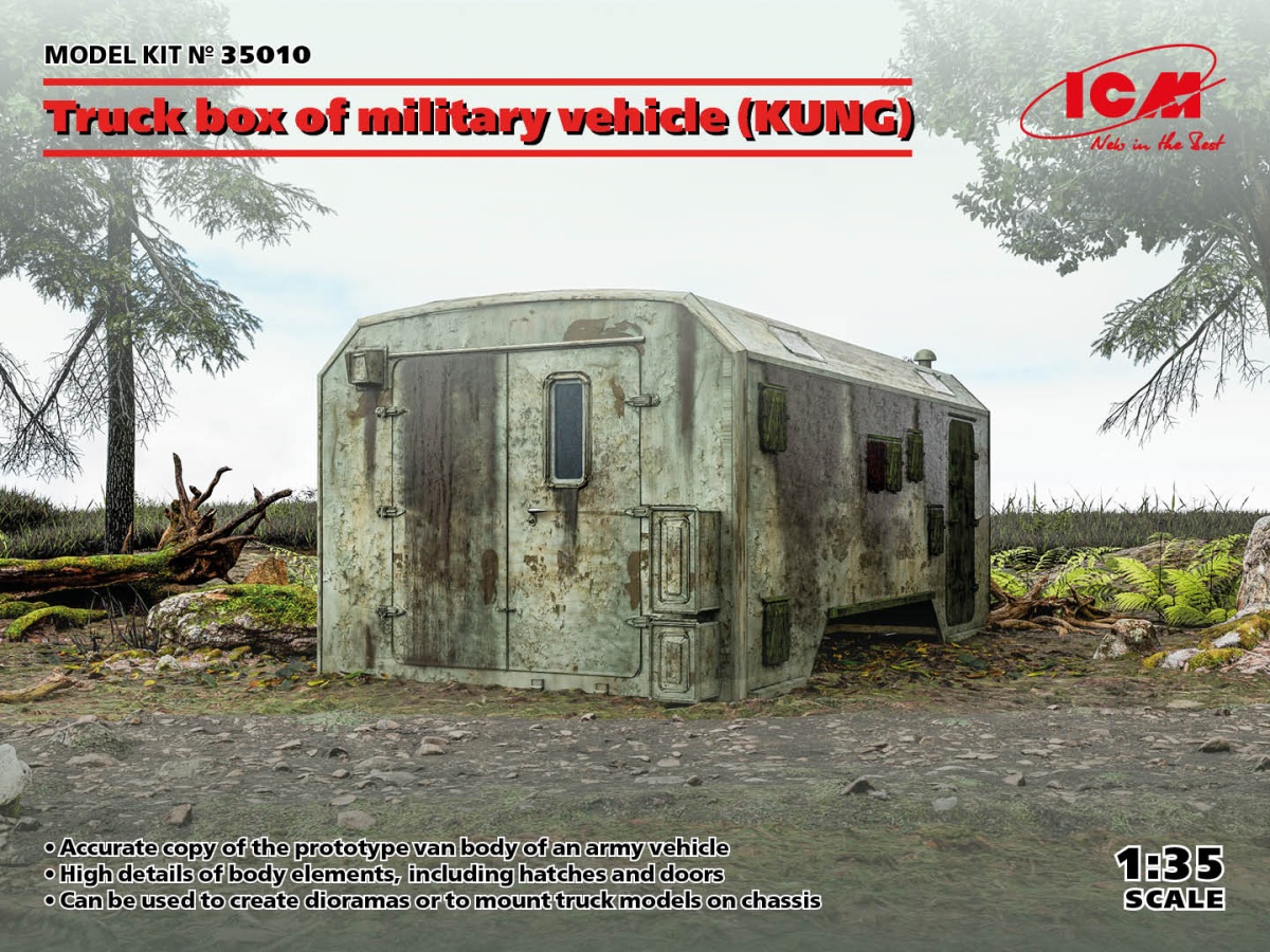 Zdjęcie główne produktu Truck box of military vehicle (KUNG) 1:35 ICM 35010