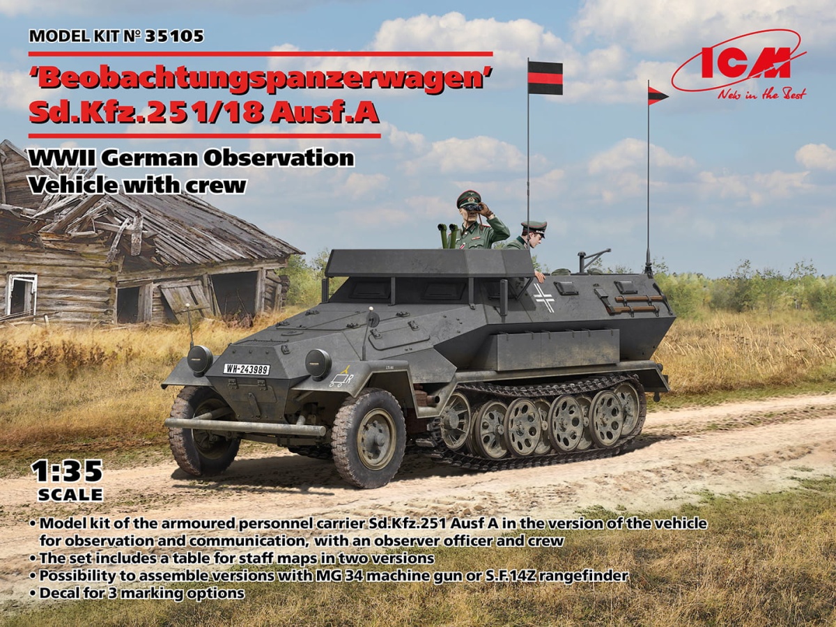 Zdjęcie główne produktu Beobachtungspanzerwagen Sd.Kfz.251/18 Ausf.A 1:35 ICM 35105