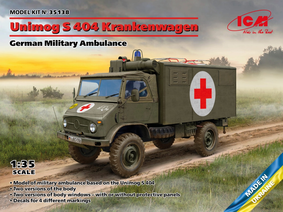 Zdjęcie główne produktu Unimog S 404 Krankenwagen 1:35 ICM 35138