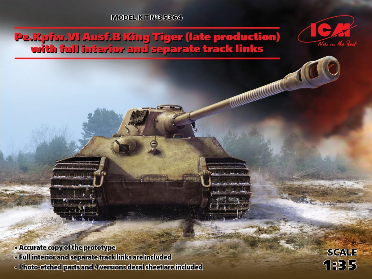 Zdjęcie główne produktu Pz.Kpfw.VI Ausf.B King Tiger (late production) with full interior 1:35 ICM 35364