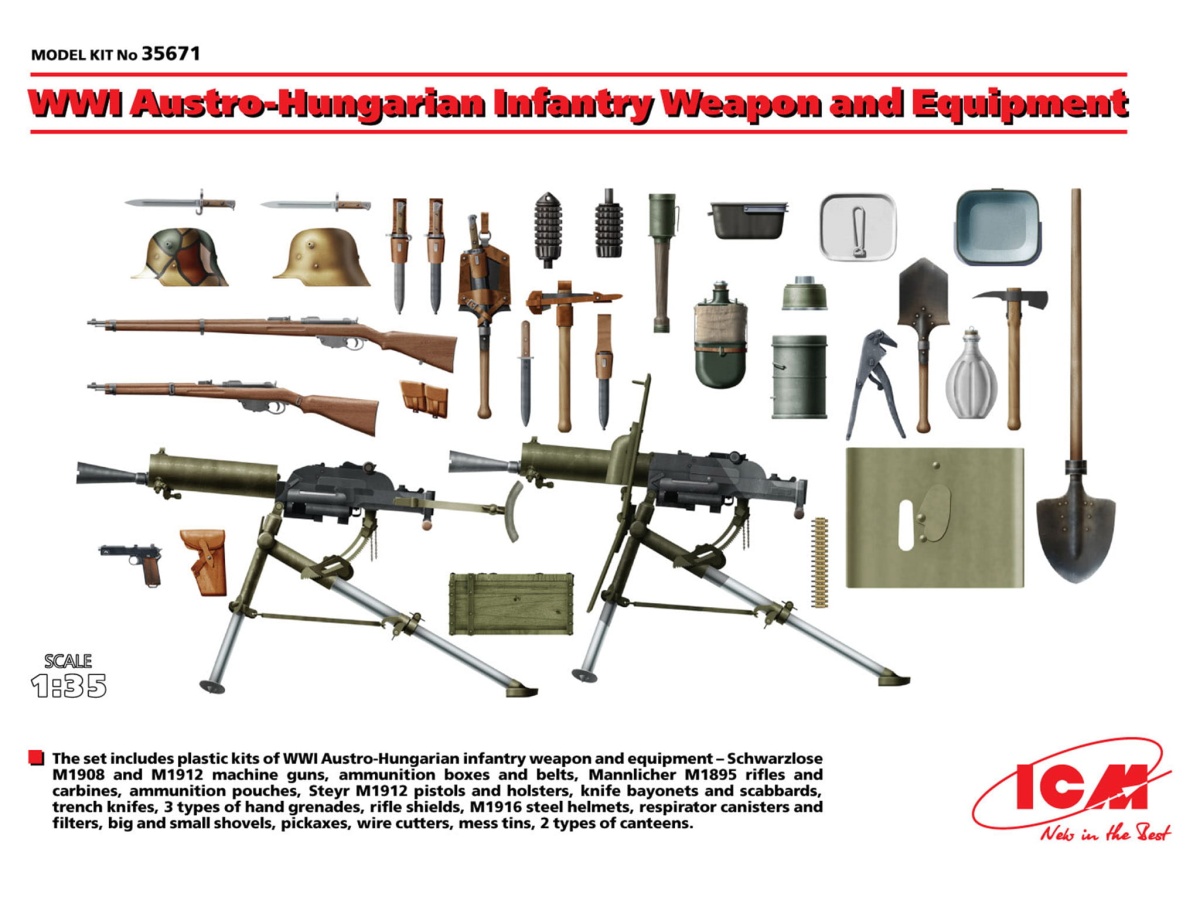 Zdjęcie główne produktu WWI Austro-Hungarian Infantry Weapon and Equipment 1:35 ICM 35671