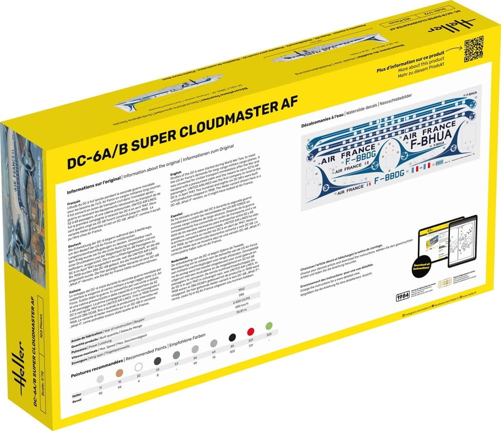 Zdjęcie dodatkowe produktu DC6 Super Cloudmaster AF 1:72 Heller 80315