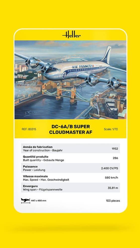 Zdjęcie dodatkowe produktu DC6 Super Cloudmaster AF 1:72 Heller 80315