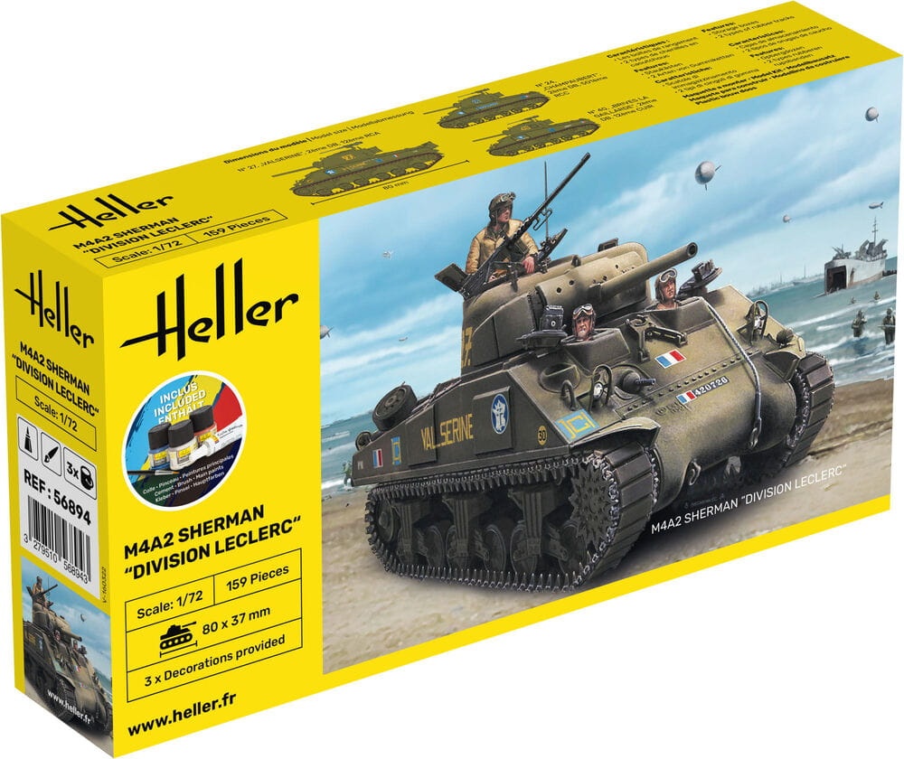 Zdjęcie główne produktu M4A2 Sherman Division Leclerc FR STARTER KIT 1:72 Heller 56894