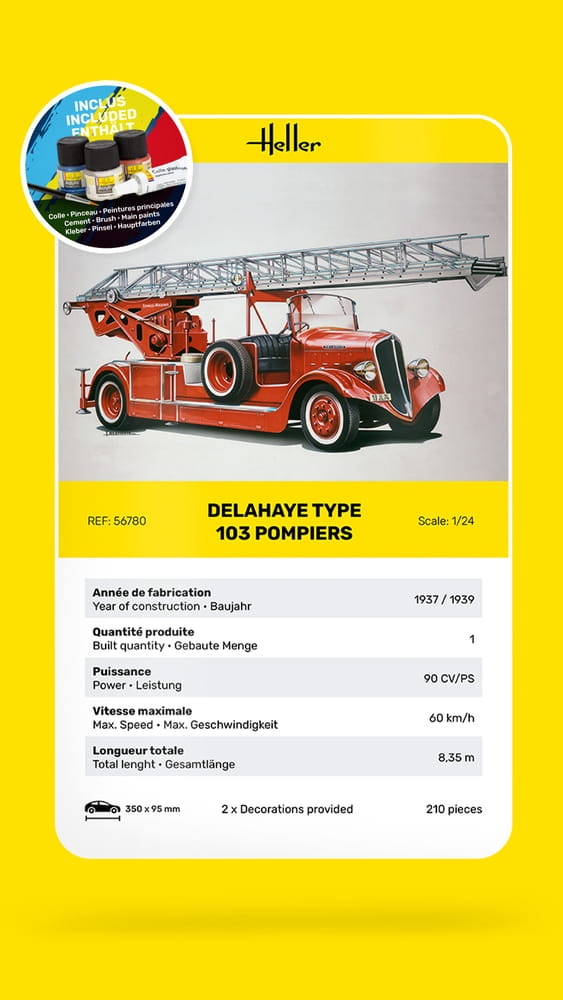 Zdjęcie dodatkowe produktu Delahaye Type 103 Pompiers STARTER KIT 1:24 Heller 56780
