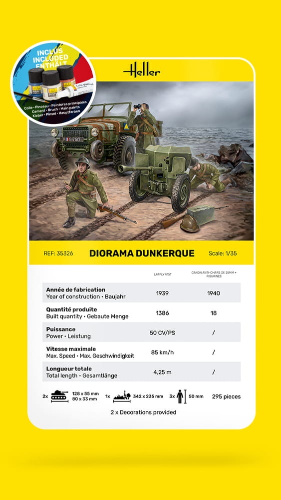 Zdjęcie dodatkowe produktu Diorama Dunkerque Laffly Starter Kit 1:35 Heller 35326