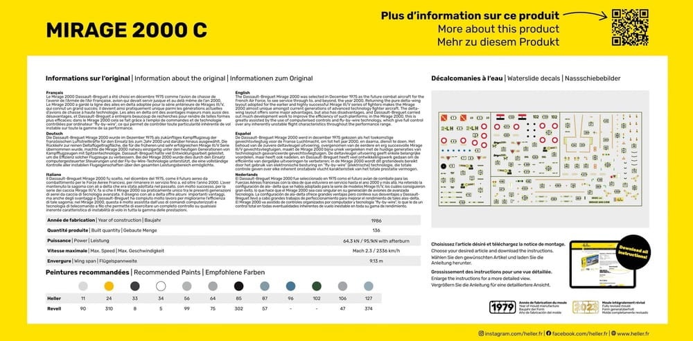 Zdjęcie dodatkowe produktu Mirage 2000 C STARTER KIT 1:72 Heller 56303