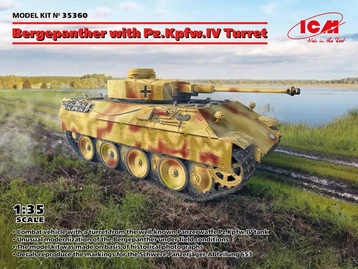 Zdjęcie główne produktu Bergepanther with Pz.Kpfw.IV Turret 1:35 ICM 35360