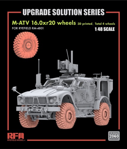 Upgrade Solution Series For RFM-4801 M-ATV 16.0xr20 Wheels (3D Printed, Total 4 Wheels) 1:48 Rye Field Model 2060