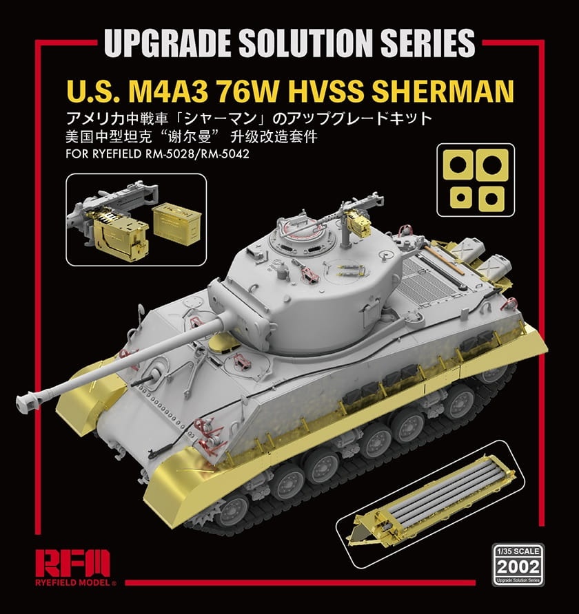 Zdjęcie główne produktu Zestaw waloryzacji U.S. M4A3 76W HVSS Sherman for RM-5028/RM-5042 1:35 Rye Field Model 2002