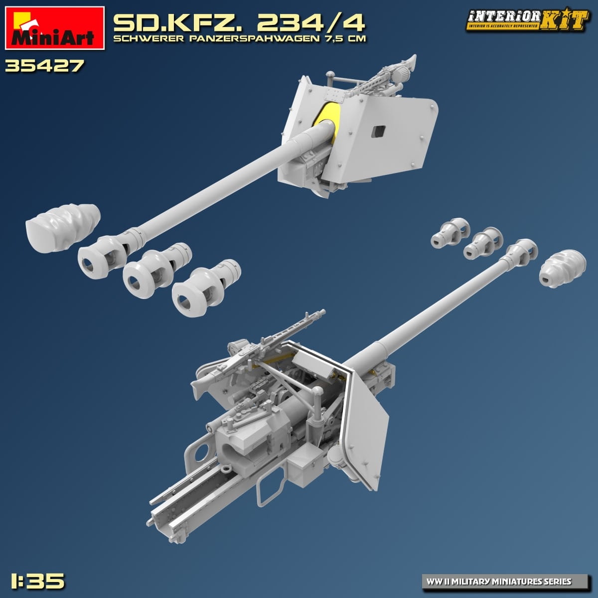 Zdjęcie dodatkowe produktu Sd.kfz. 234/4 Schwerer Panzerspahwagen 7,5 Cm. Interior Kit 1:35 MiniArt 35427