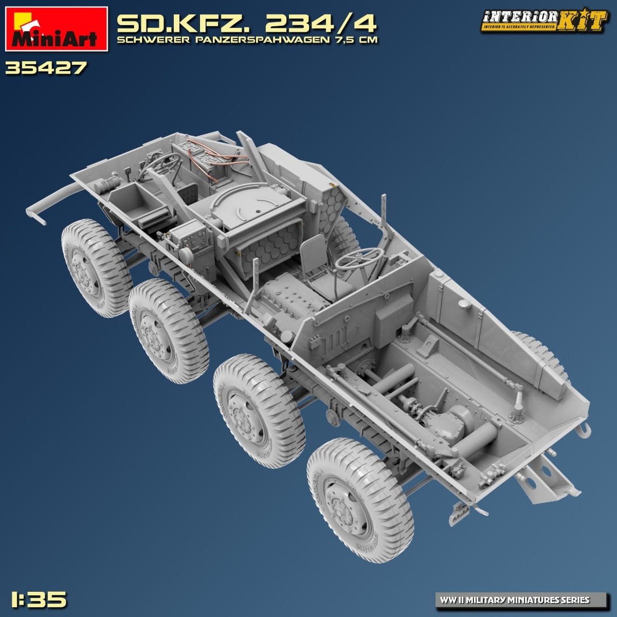 Zdjęcie dodatkowe produktu Sd.kfz. 234/4 Schwerer Panzerspahwagen 7,5 Cm. Interior Kit 1:35 MiniArt 35427
