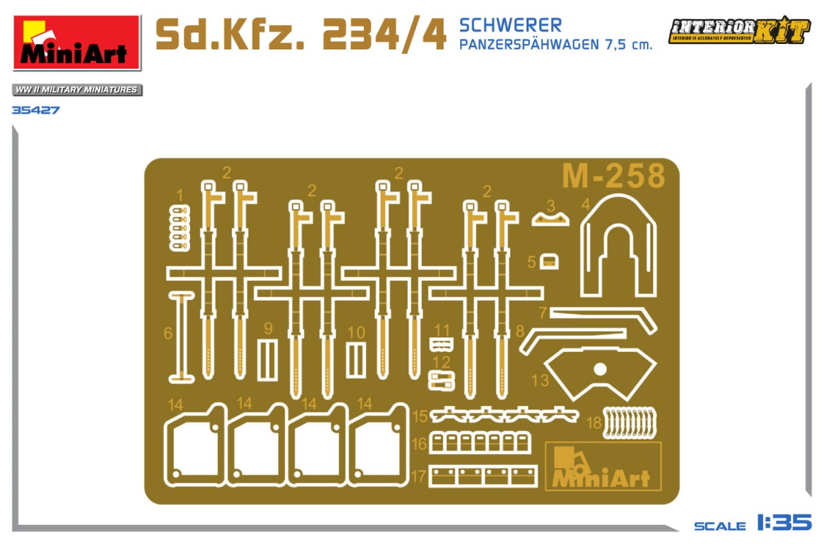 Zdjęcie dodatkowe produktu Sd.kfz. 234/4 Schwerer Panzerspahwagen 7,5 Cm. Interior Kit 1:35 MiniArt 35427