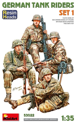 German Tank Riders Set 1. Resin Heads 1:35 MiniArt 53022