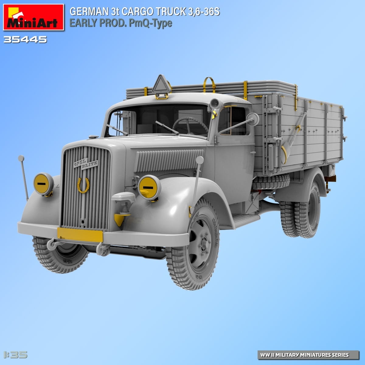 Zdjęcie dodatkowe produktu German 3t Cargo Truck 3,6-36s Early Prod. Pmq-type 1:35 MiniArt 35445
