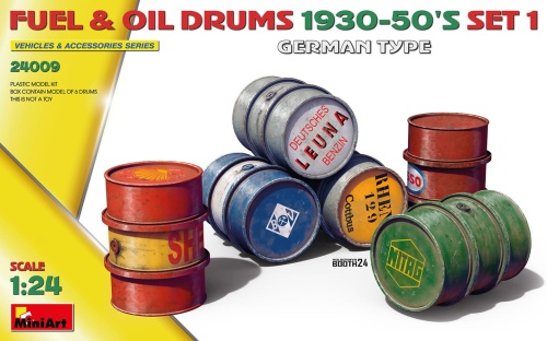 Fuel and Oil Drums 1930-50s Set 1. German Type 1:24 MiniArt 24009
