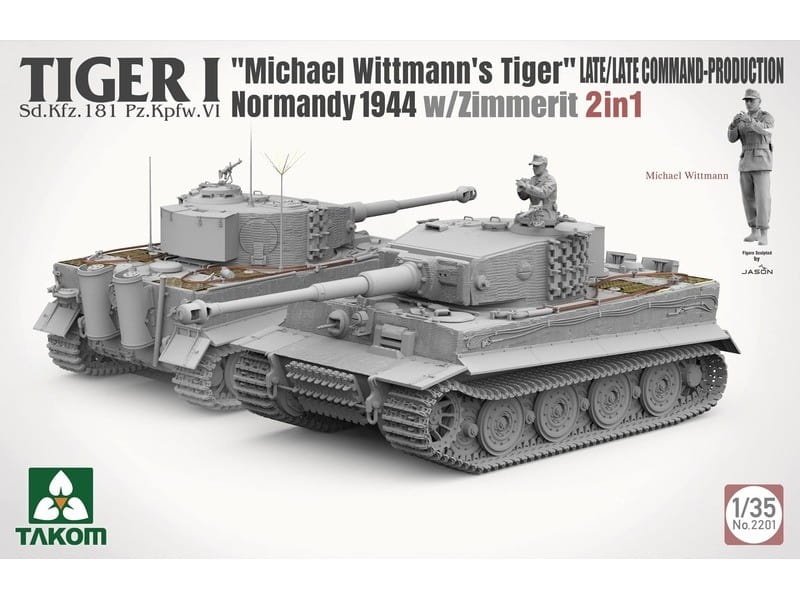 Zdjęcie dodatkowe produktu Tiger I Michael Wittmanns Tiger Normandy 1944 Late/Late Command Production w/Zimmerit 2 in 1 1:35 Takom 2201