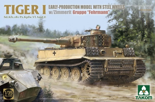 Tiger I Early Production Model with Steel Wheels w/zimmerit Gruppe Fehrmann 1:35 Takom 2202