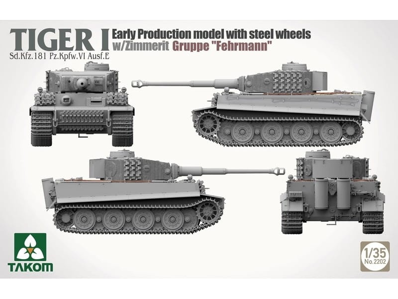Zdjęcie dodatkowe produktu Tiger I Early Production Model with Steel Wheels w/zimmerit Gruppe Fehrmann 1:35 Takom 2202