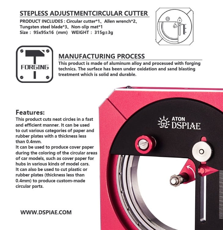 Zdjęcie dodatkowe produktu Stepless Adjustment Cicrular Cutter DSPIAE MT-C
